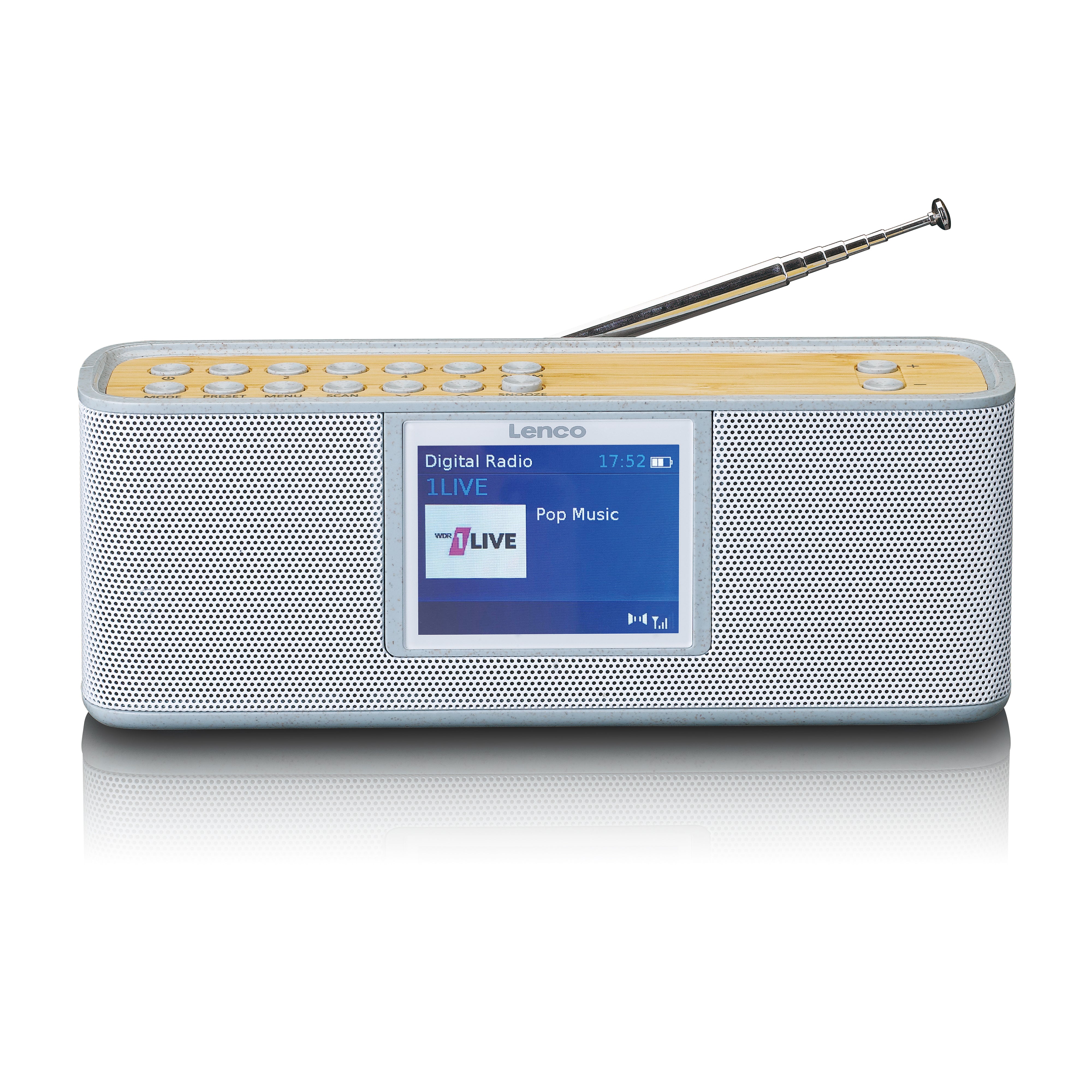 LENCO PDR-046GY - Eco DAB+ radio met Bluetooth® 5.0, white/bamboo – Lenco -Catalog