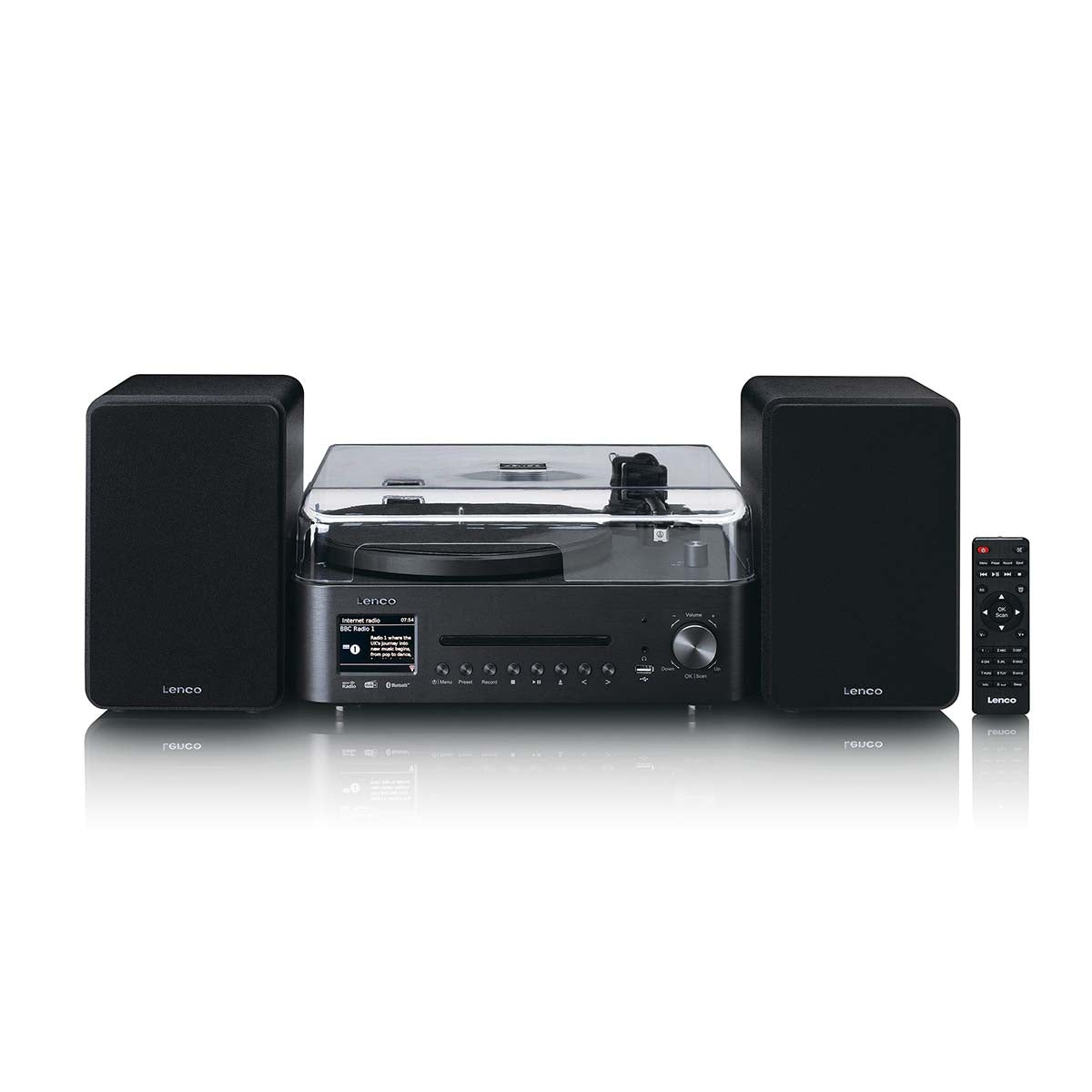 Lenco MC-760BK - Hi-fi stereo set with record player and speakers