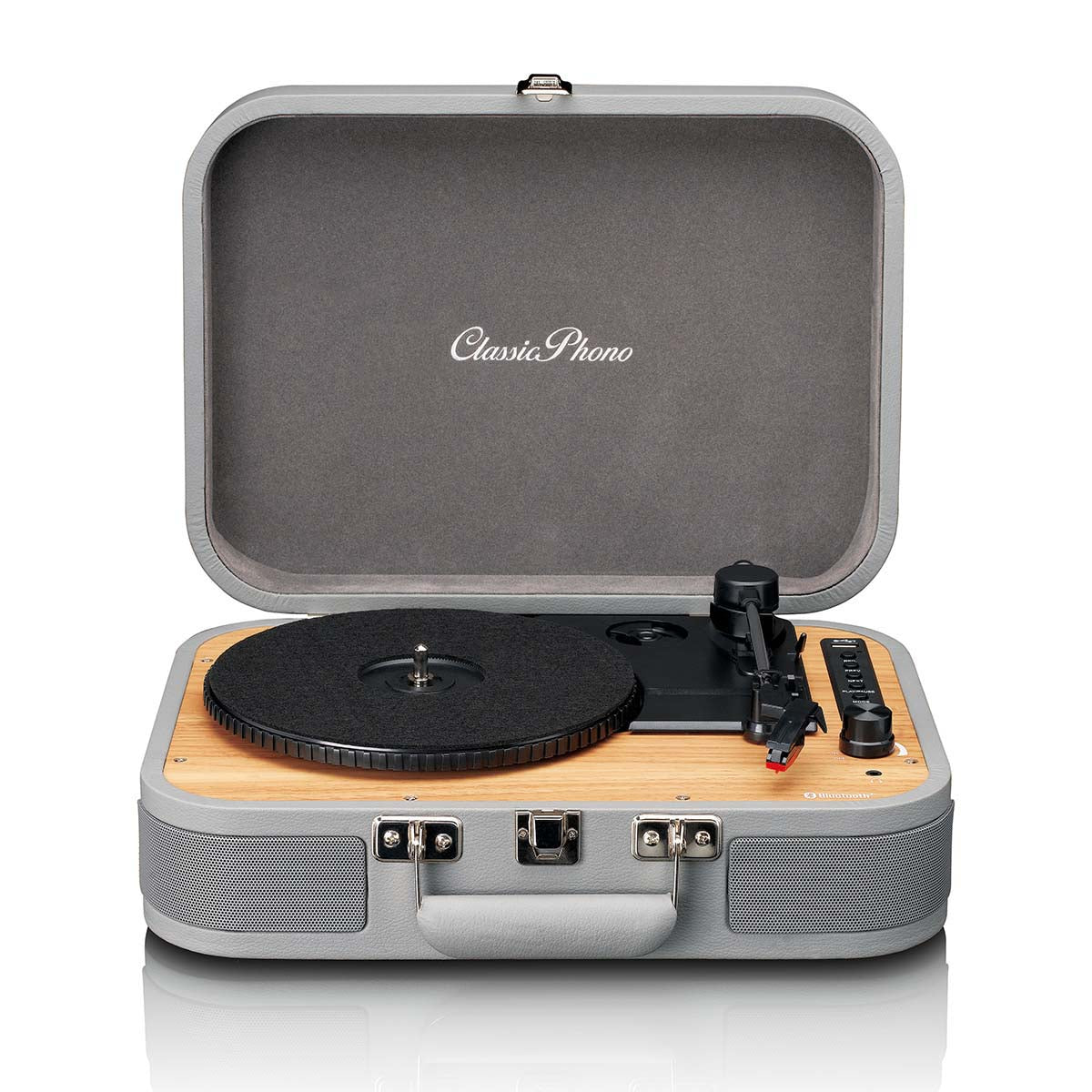 CLASSIC PHONO TT-116GY - Retro Bluetooth® Record Player with built
