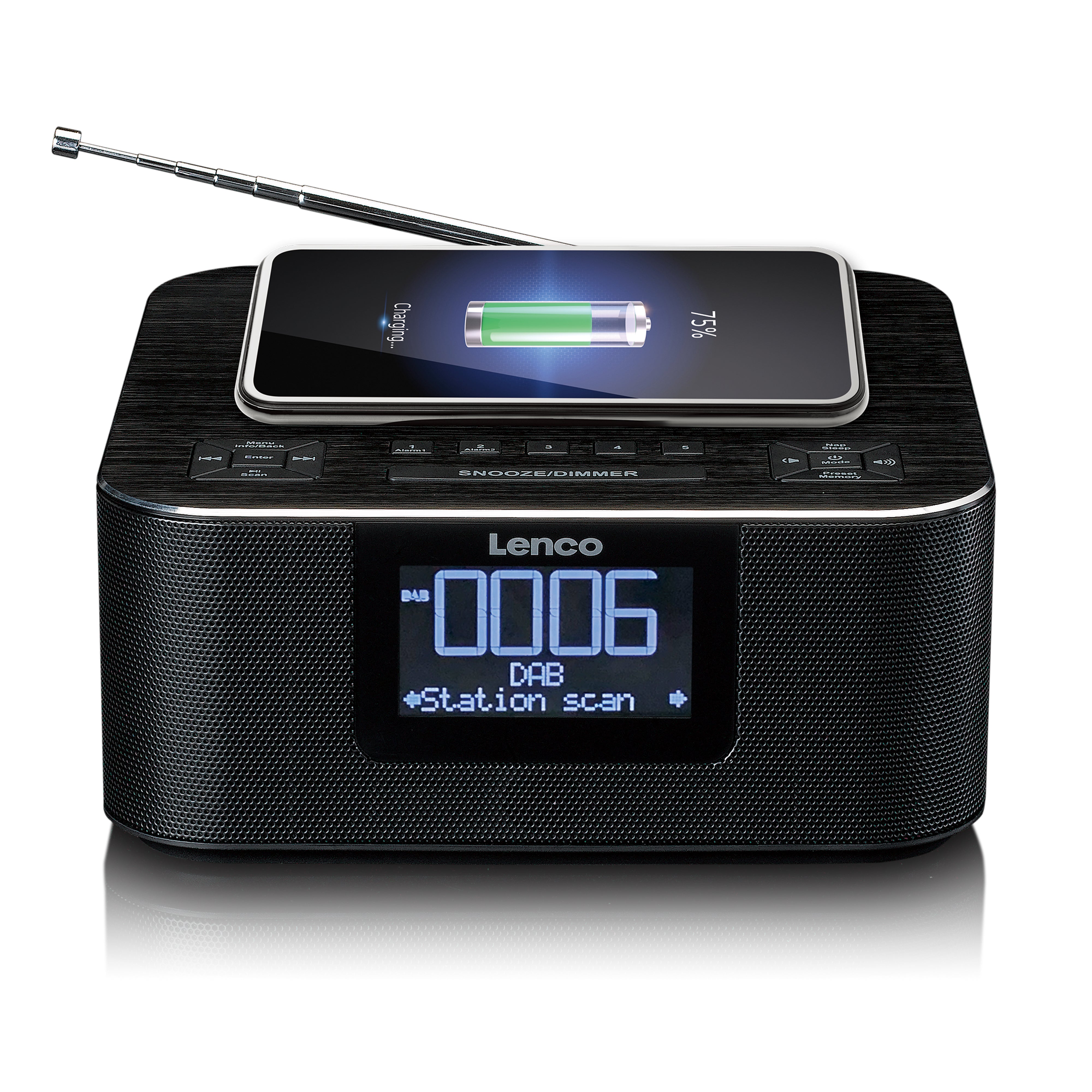 FM Radio Clock wireless DAB+/ and LENCO cha Lenco-Catalog Bluetooth® with – CR-650BK -