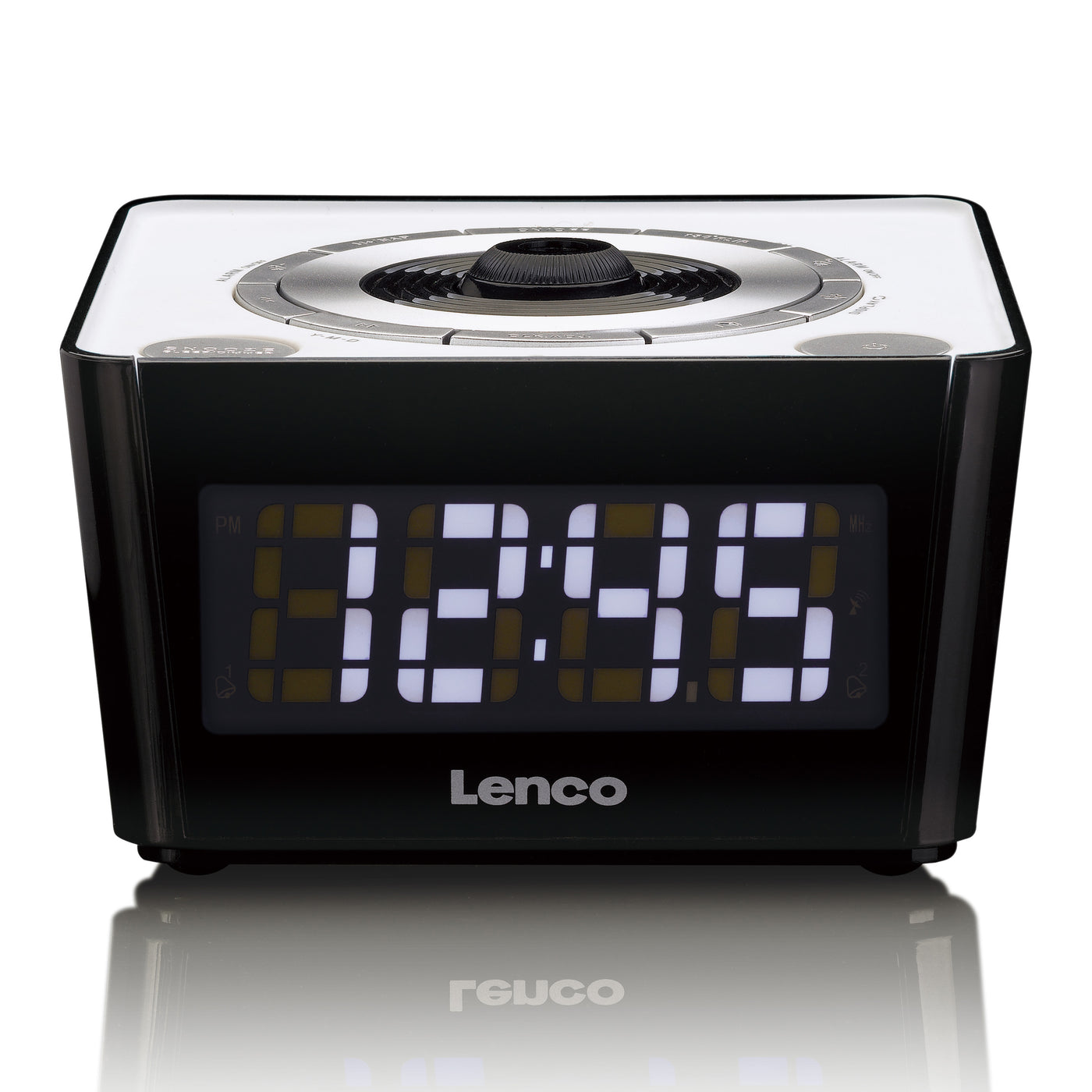 LENCO CR-16 White - Radio controlled FM clock radio with projector - White