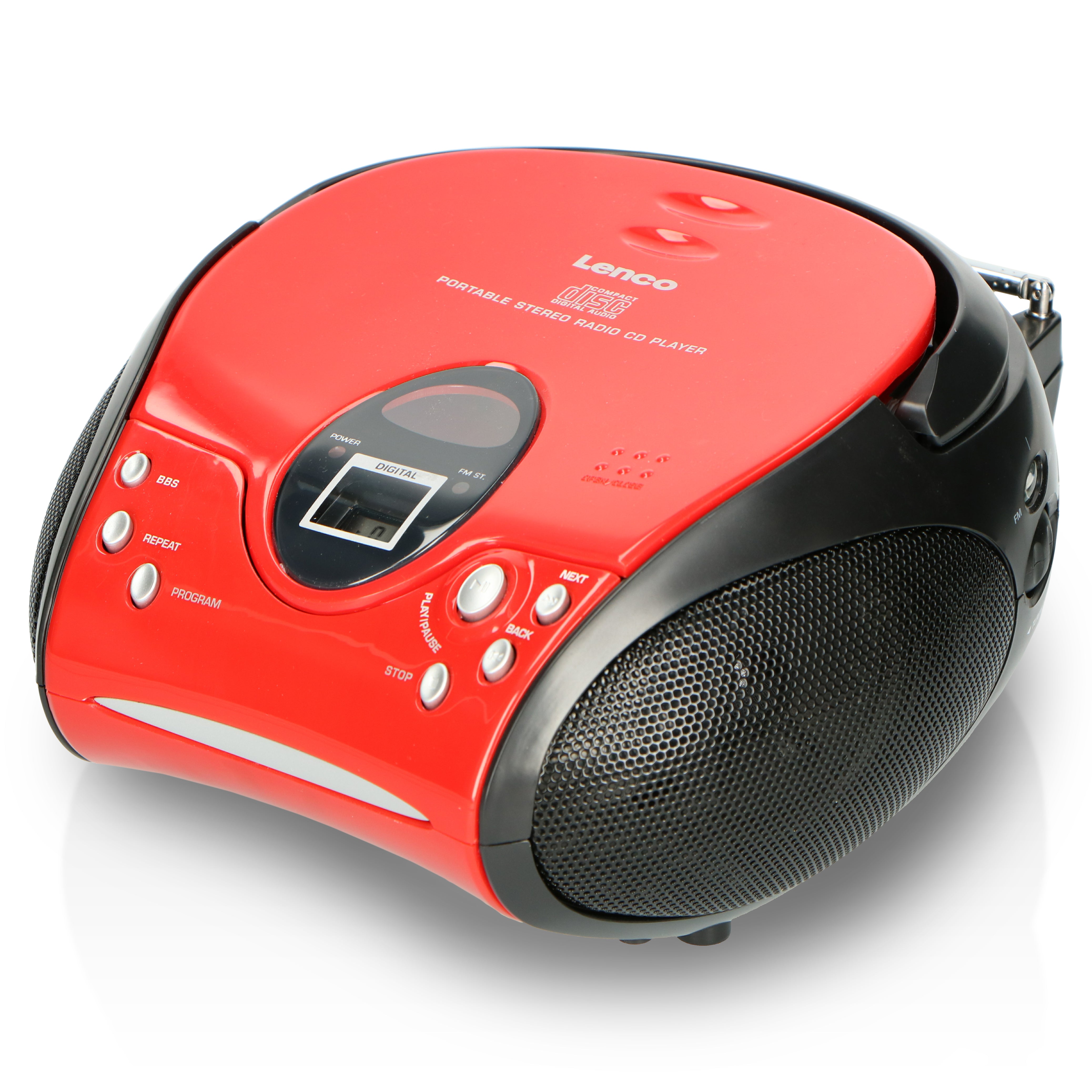 Portable radio CD LENCO - SCD-24 stereo - with player Lenco-Catalog Red FM – Red/Black