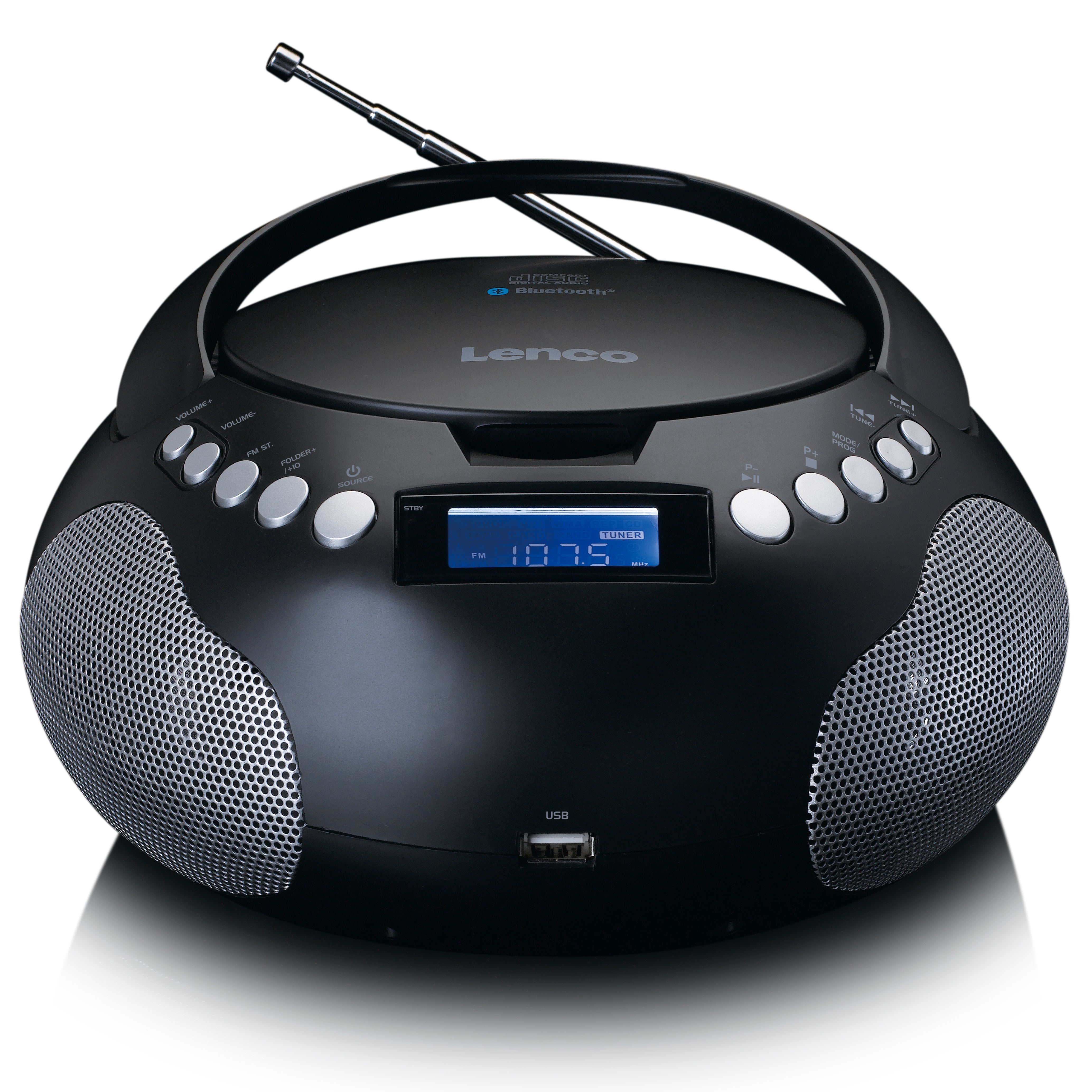 Portable Bluetooth® SCD-331BK Radio/CD/MP3 LENCO with Lenco-Catalog USB – and player -