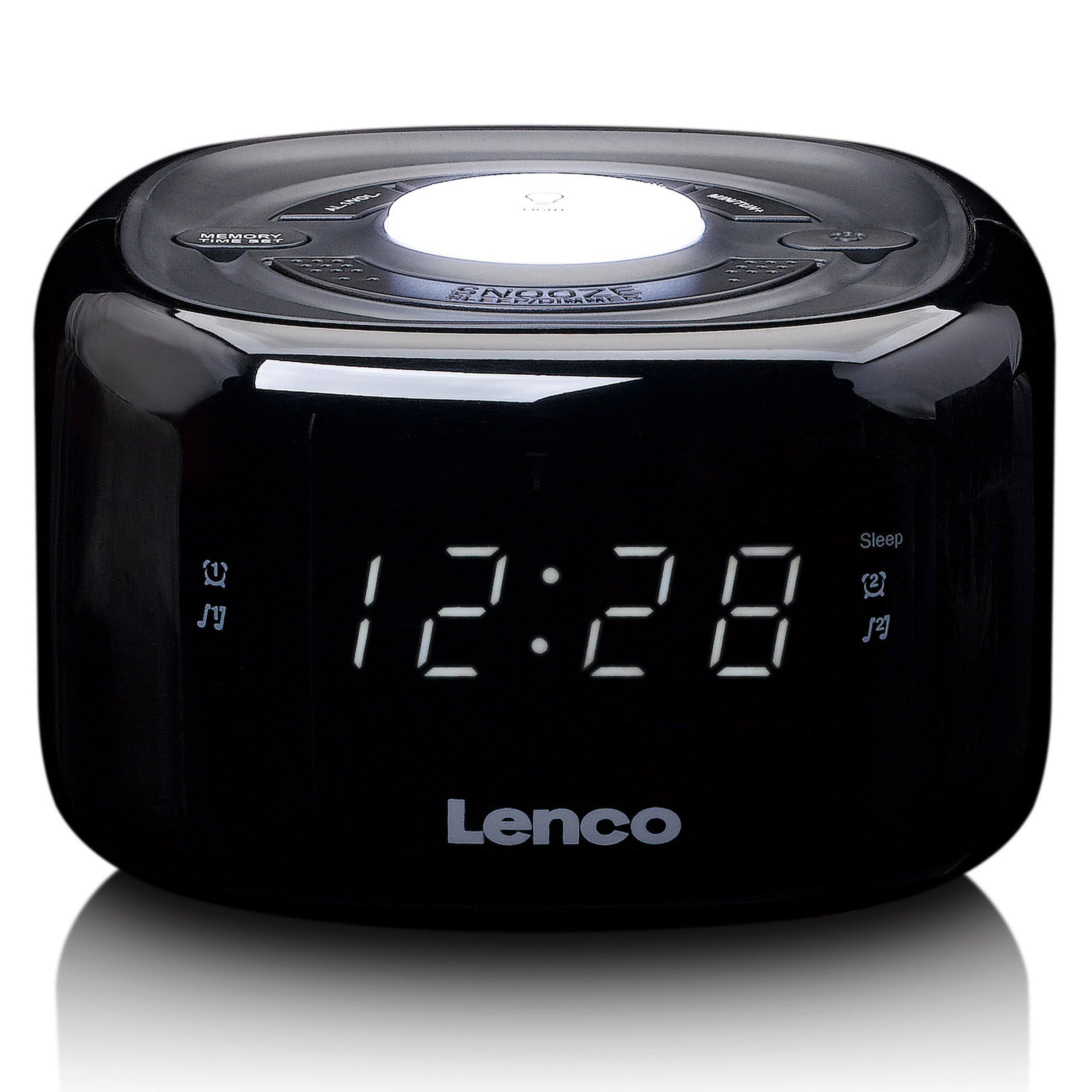 LENCO CR-12BK - FM Clock - Radio Lenco-Catalog Black Night with – Light