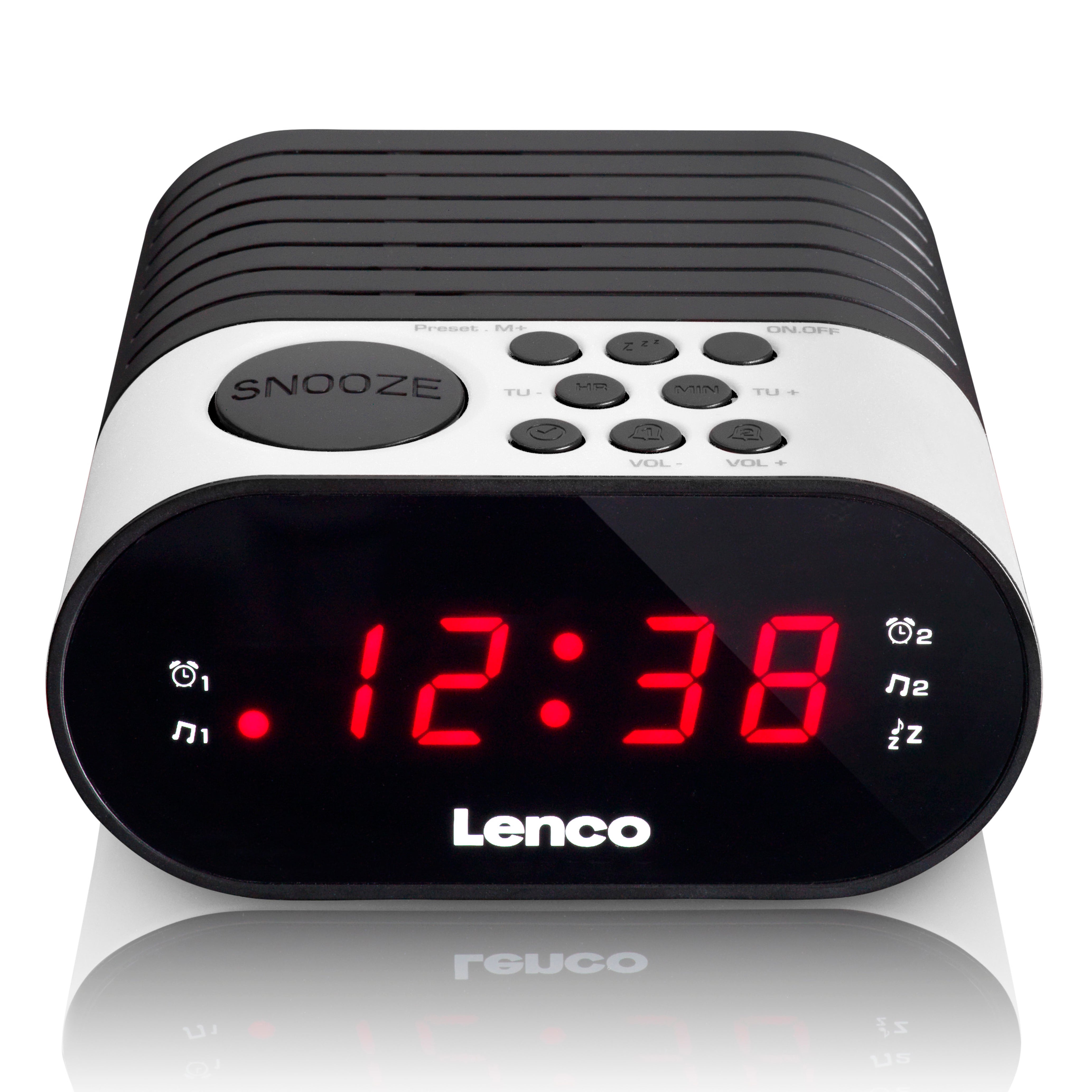 LENCO CR-07 White - FM Alarm Clock Radio with with Sleep timer and dou –  Lenco-Catalog