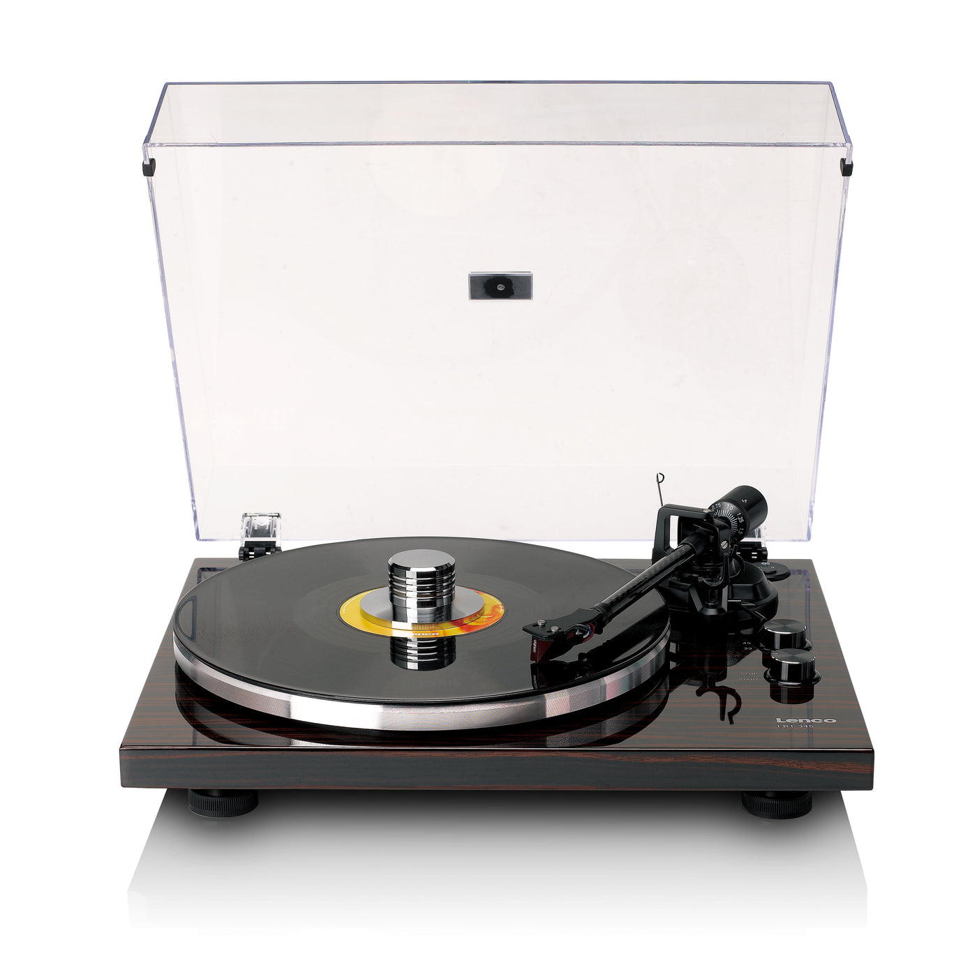 LENCO LBT-345WA - Turntable with Bluetooth® and Ortofon 2M Red cartridge, including chrome-plated record stabilizer - Walnut