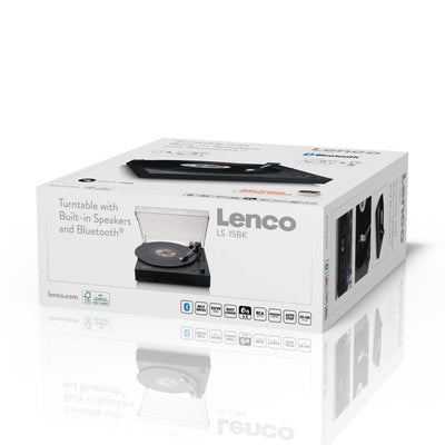 LENCO LS-15BK – Turntable with Bluetooth®, Two Built-In Speakers, and AT3600L Cartridge – Black