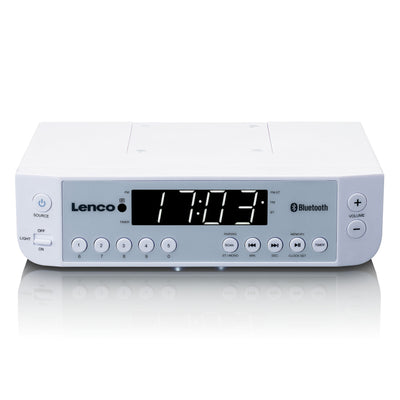 LENCO KCR-100WH - Radio kuchenne FM z Bluetooth®, oświetleniem LED i timerem - białe