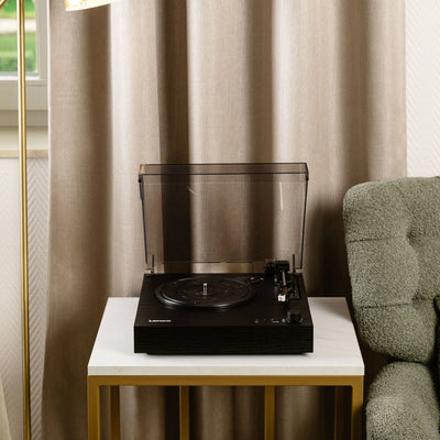 LENCO LS-15BK – Turntable with Bluetooth®, Two Built-In Speakers, and AT3600L Cartridge – Black