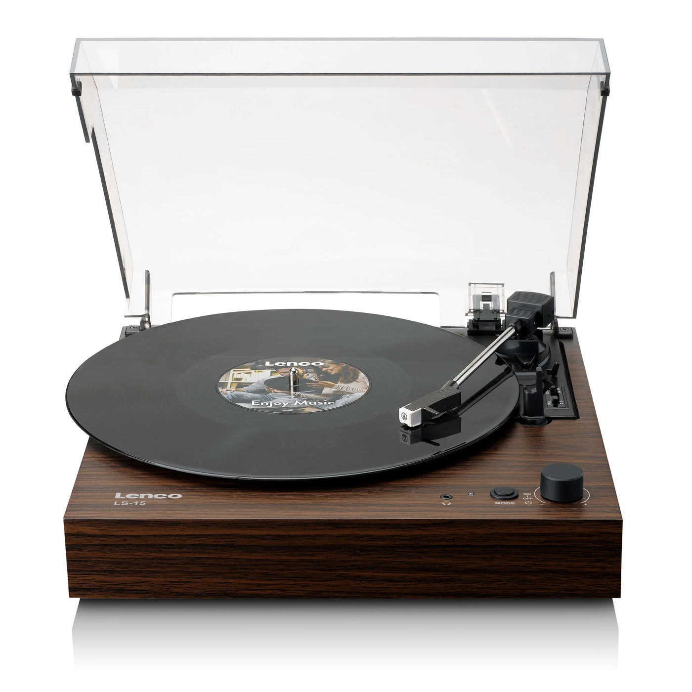 LENCO LS-15WD – Turntable with Bluetooth®, Two Built-In Speakers, and AT3600L Cartridge – Wood Finish