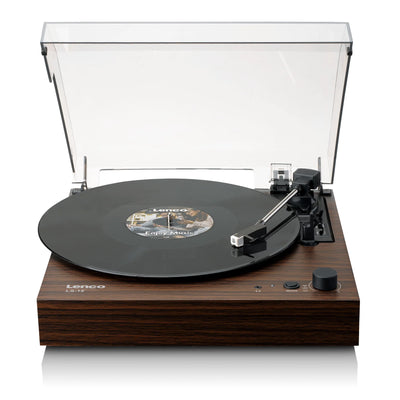 LENCO LS-15WD – Turntable with Bluetooth®, Two Built-In Speakers, and AT3600L Cartridge – Wood Finish