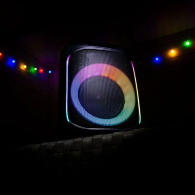 LENCO PA-101BK – Bluetooth® Party Speaker with LED Light Effects – 100W RMS, USB, 14-Hour Battery Life – Black