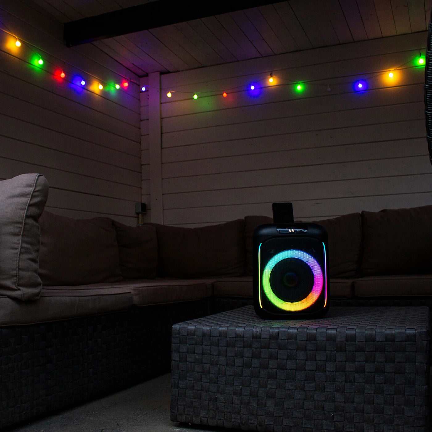 LENCO PA-101BK – Bluetooth® Party Speaker with LED Light Effects – 100W RMS, USB, 14-Hour Battery Life – Black