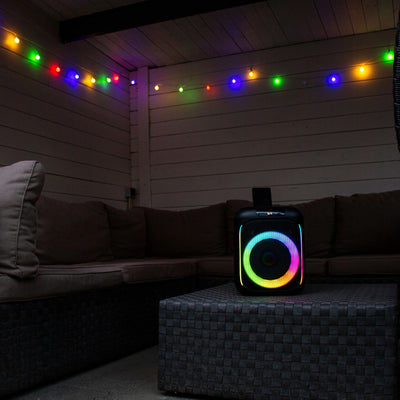 LENCO PA-101BK – Bluetooth® Party Speaker with LED Light Effects – 100W RMS, USB, 14-Hour Battery Life – Black