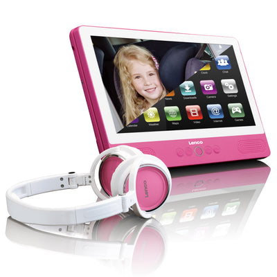 LENCO TDV901PK - 9-calowy tablet/odtwarzacz DVD z systemem Android 7.0 słuchawki - Różowe