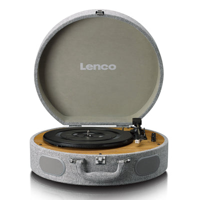 LENCO LS-66GY – Wooden Retro Turntable with Built-In Speakers, Bluetooth®, and AT3600L Cartridge – Grey