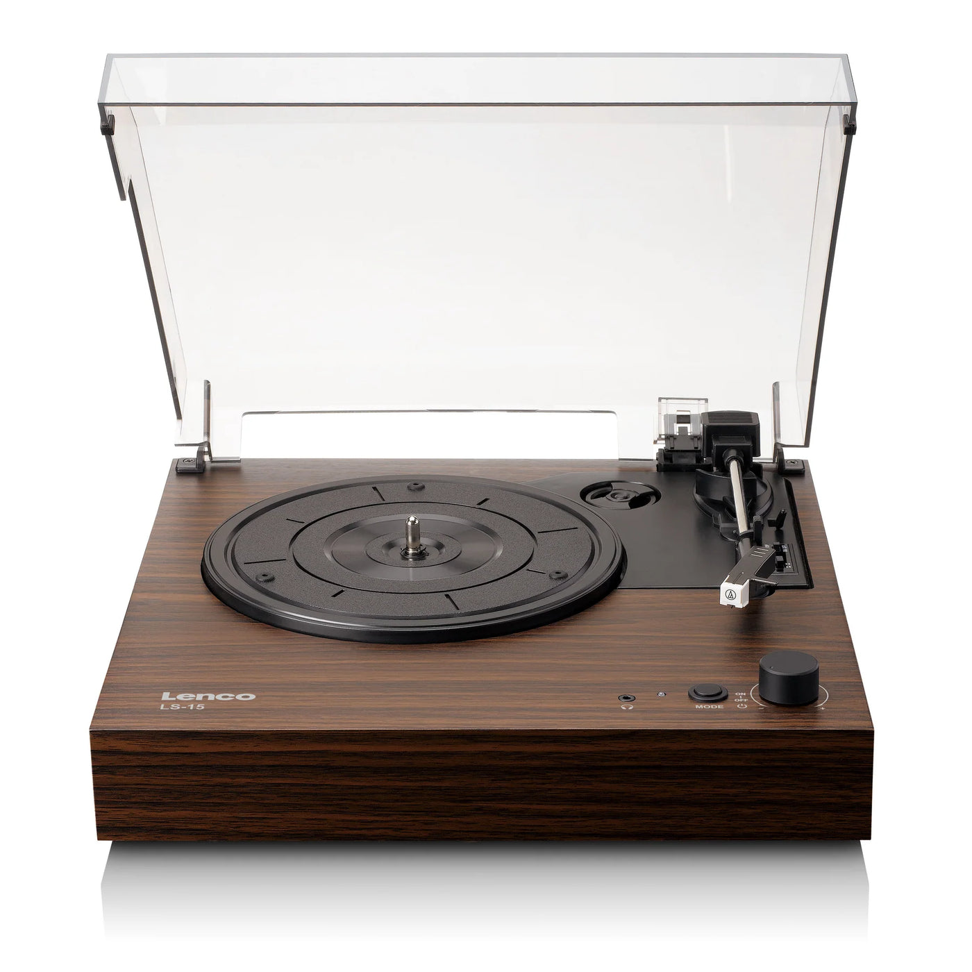 LENCO LS-15WD – Turntable with Bluetooth®, Two Built-In Speakers, and AT3600L Cartridge – Wood Finish