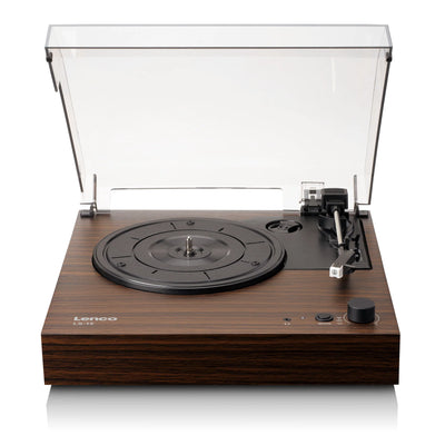 LENCO LS-15WD – Turntable with Bluetooth®, Two Built-In Speakers, and AT3600L Cartridge – Wood Finish