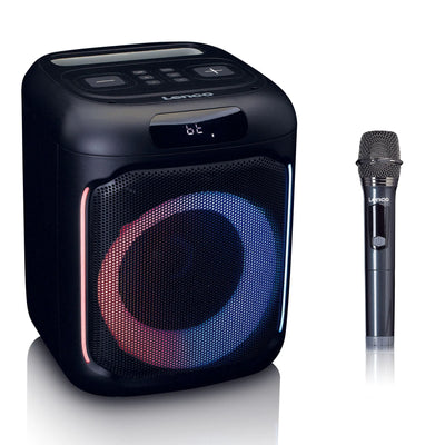 LENCO PA-101BK – Bluetooth® Party Speaker with LED Light Effects – 100W RMS, USB, 14-Hour Battery Life – Black