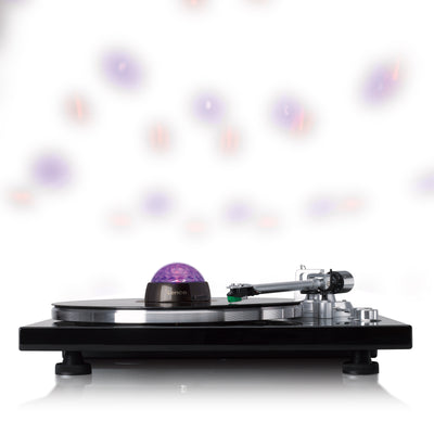 LENCO TTA-180TN - Record stabiliser with RGB light effects - 250g record player weight and disco ball in one - Titanium