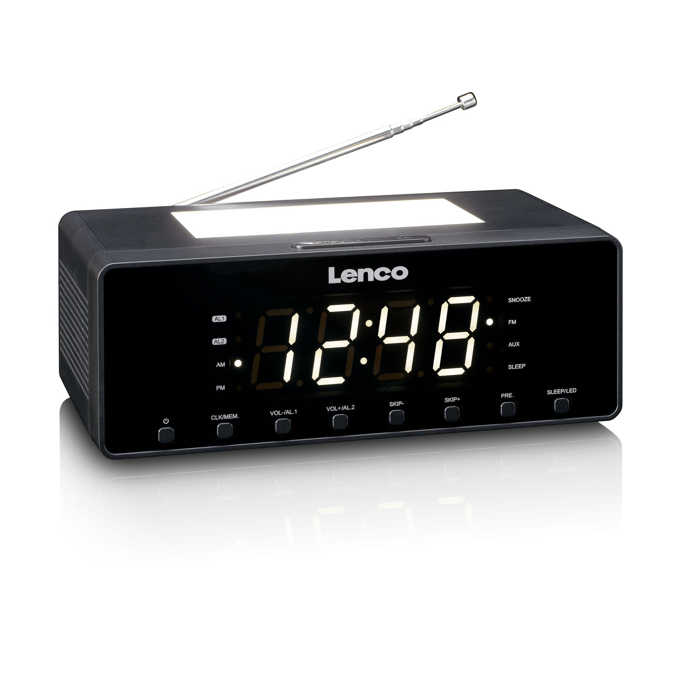 LENCO CR-540BK - Clock radio with dimmable night light and USB charging function - Black