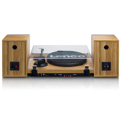 LENCO LS-500OK - Gramofon z wbudowanym wzmacniaczem i Bluetooth® plus 2 głośniki zewnętrzne - Drewno