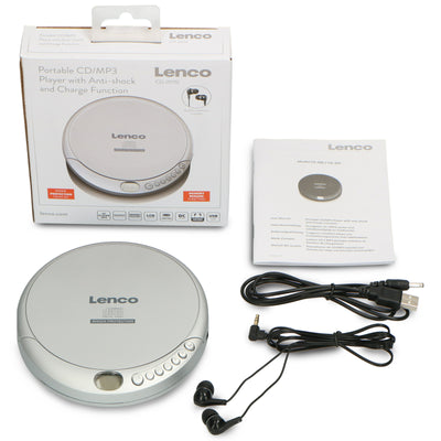 LENCO CD-201SI - Przenośny odtwarzacz CD z zabezpieczeniem przeciwwstrząsowym - Srebrny
