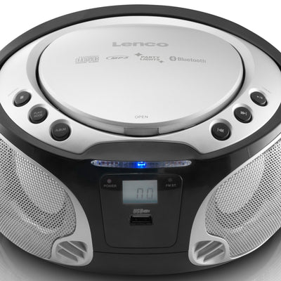 LENCO SCD-550SI - Portable FM Radio CD/MP3/USB/Bluetooth® player with LED lighting - Silver