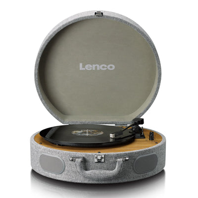 LENCO LS-66GY – Wooden Retro Turntable with Built-In Speakers, Bluetooth®, and AT3600L Cartridge – Grey