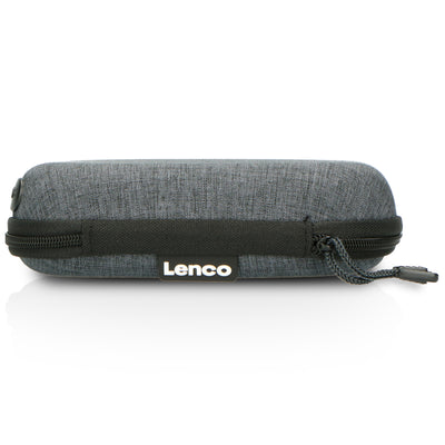 LENCO CD-201SI+PBC-50GY - Przenośny odtwarzacz CD/MP3 z zabezpieczeniem przeciwwstrząsowym i wygodną walizką do przechowywania z wbudowanym powerbankiem - Srebrny/Szary