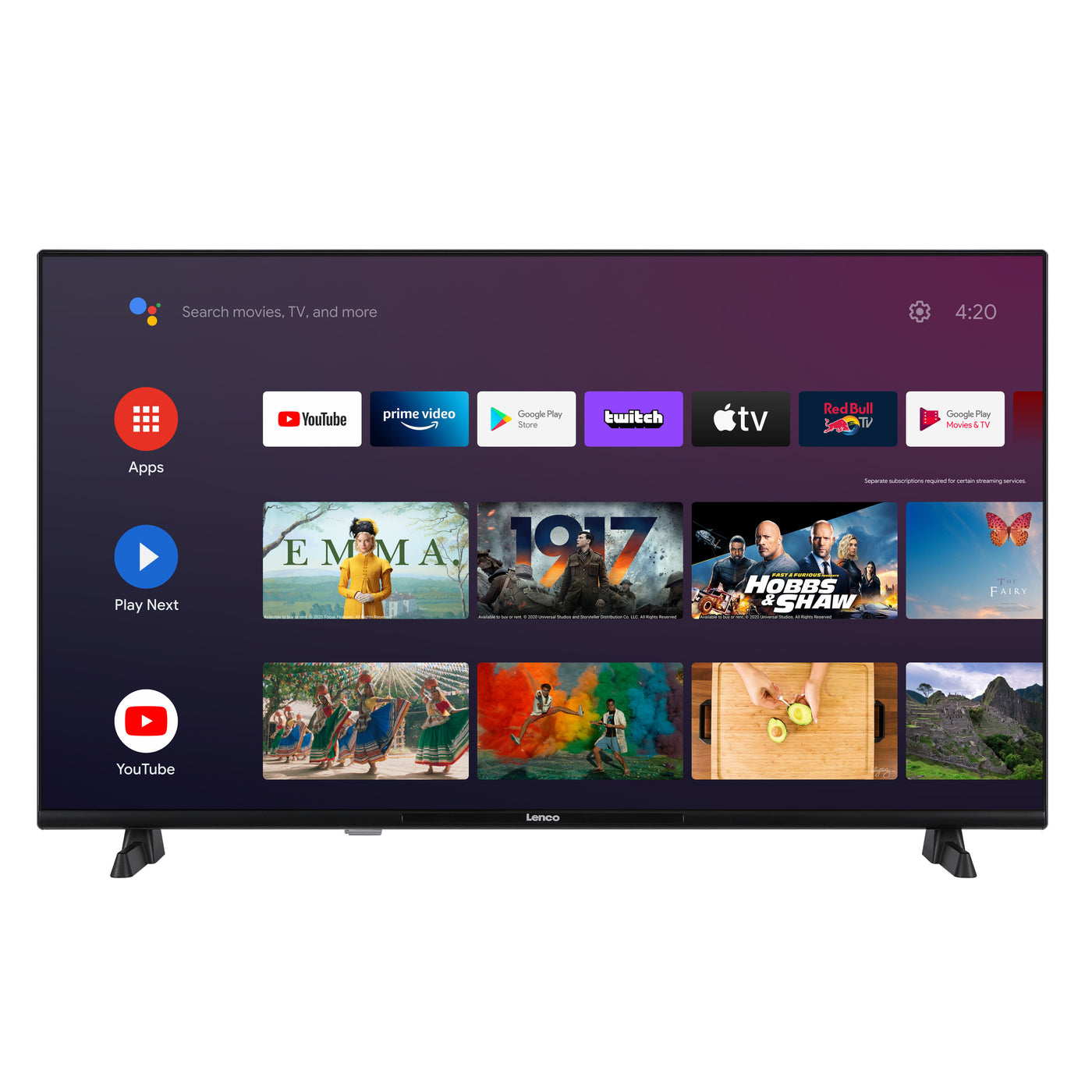 Lenco LED-4044BK - 40-calowy telewizor Smart TV z systemem Android, Full HD, czarny