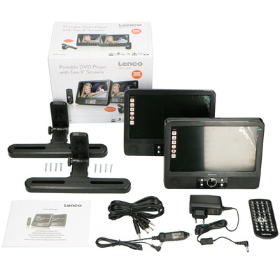 LENCO MES-405 - 9" Dual screen portable DVD player with USB - Black