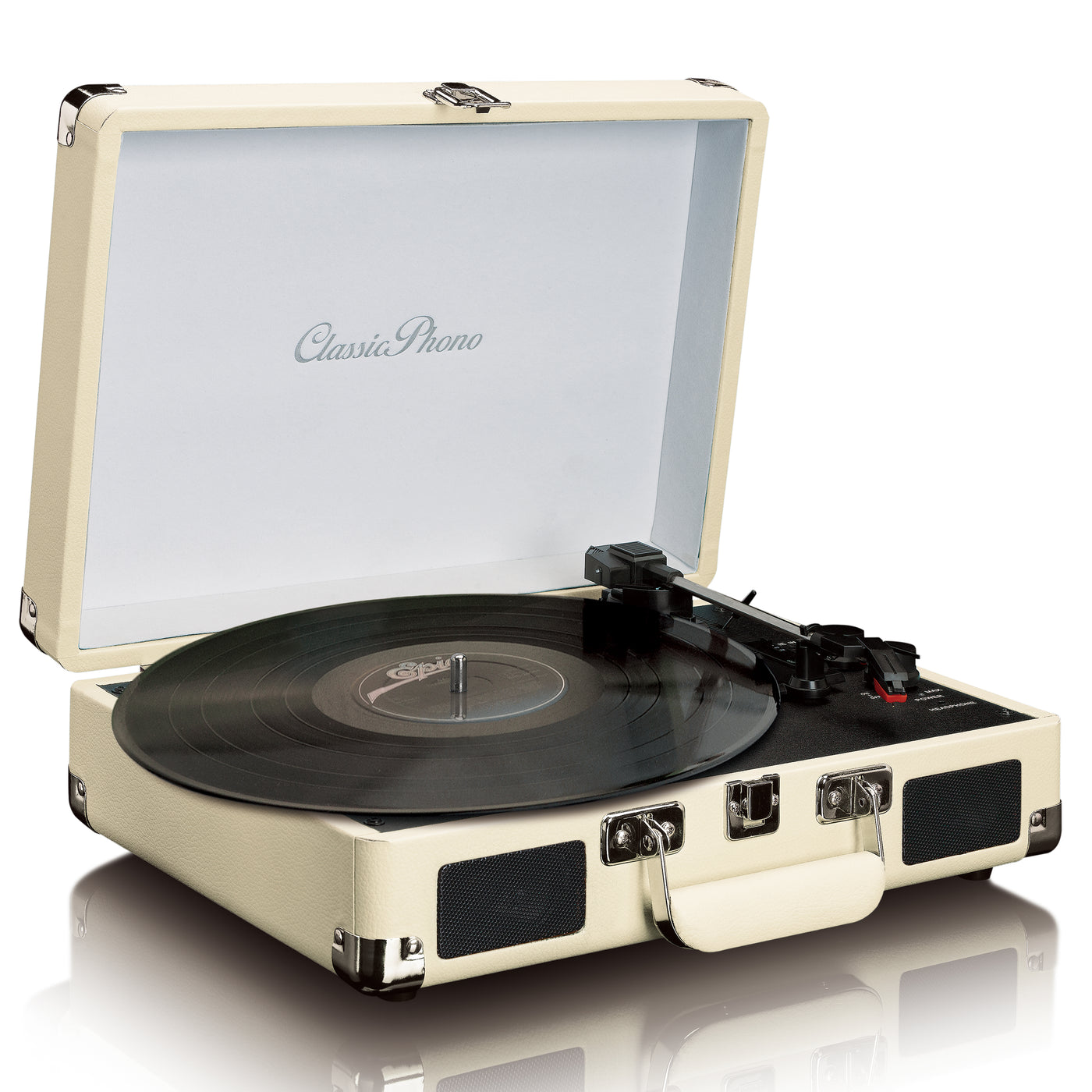 CLASSIC PHONO TT-11WH Suitcase turntable with Bluetooth® - Built-in speakers - White