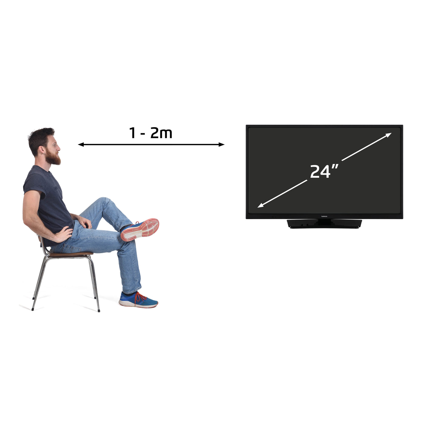 LENCO LED-2463BK - 24" Android Smart TV z zasilaczem samochodowym 12V, czarny