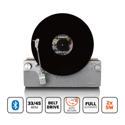 LENCO LSA-071SI – Fully Automatic Vertical Turntable with Built-in Speakers and Bluetooth® – Silver