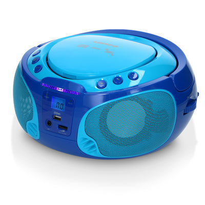 LENCO SCD-650BU - Przenośne radio FM CD/MP3/USB Mikrofon i efekty świetlne - Niebieski