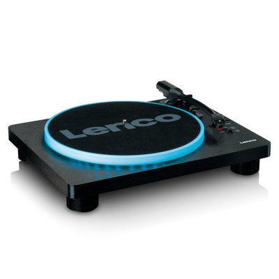 LENCO LS-50LED BK - Turntable with PC encoding, speakers and lights