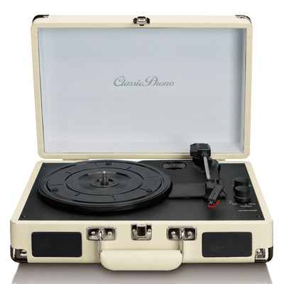 CLASSIC PHONO TT-11WH Gramofon walizkowy z Bluetooth® - Wbudowane głośniki - Biały