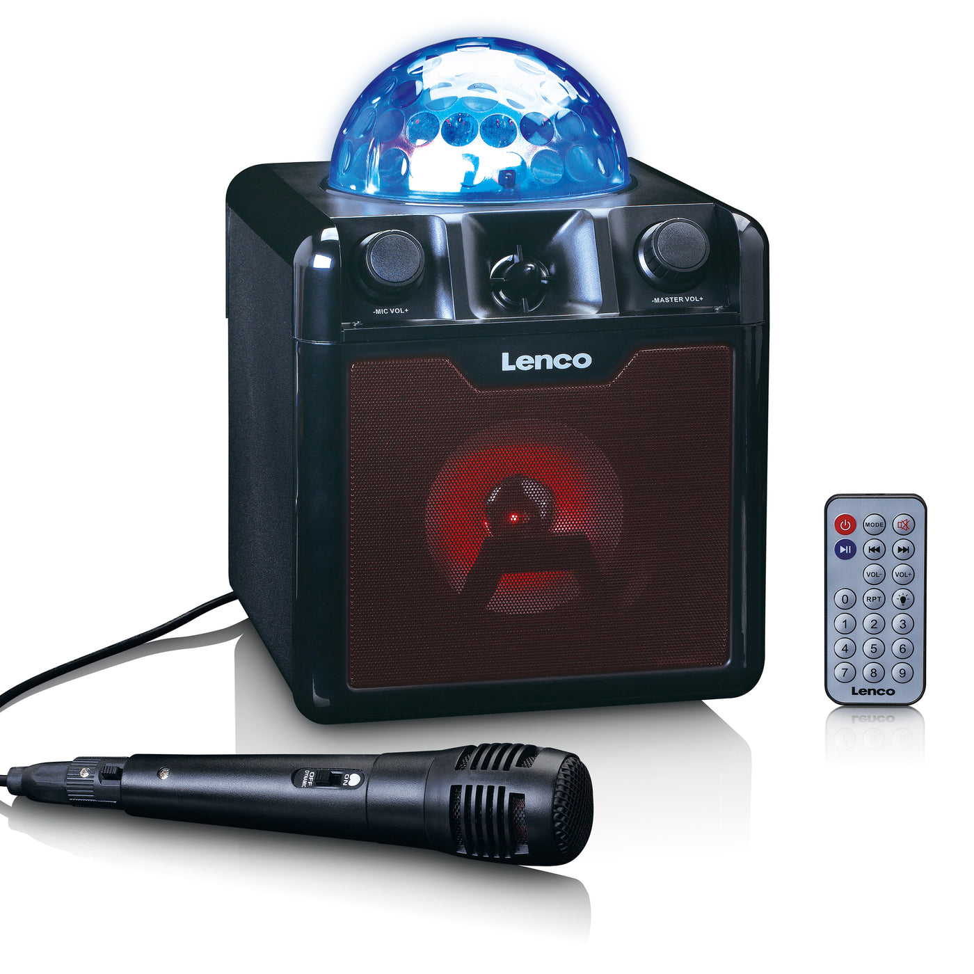 LENCO BTC-050BK - Głośnik Bluetooth® ze światłami, USB, SD, RC, MIC, AC