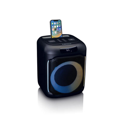 LENCO PA-101BK – Bluetooth® Party Speaker with LED Light Effects – 100W RMS, USB, 14-Hour Battery Life – Black