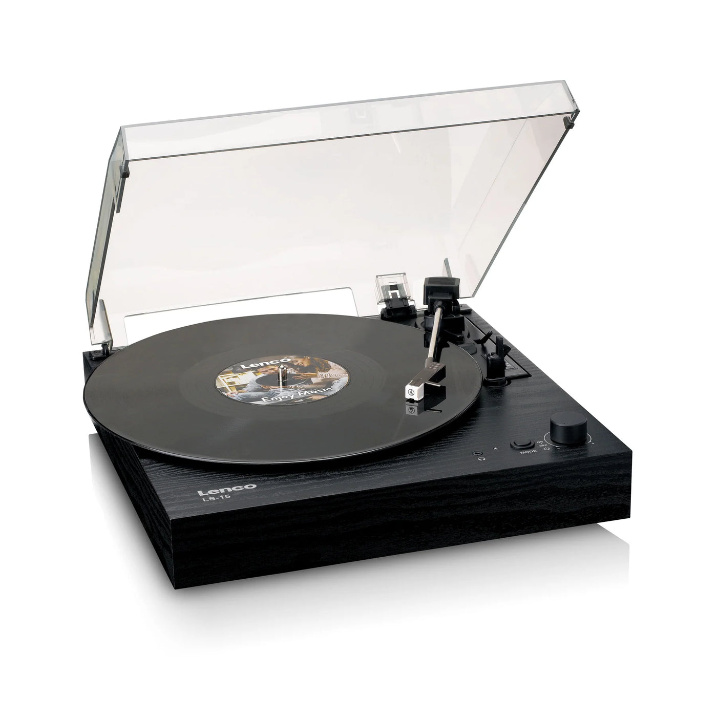 LENCO LS-15BK – Turntable with Bluetooth®, Two Built-In Speakers, and AT3600L Cartridge – Black