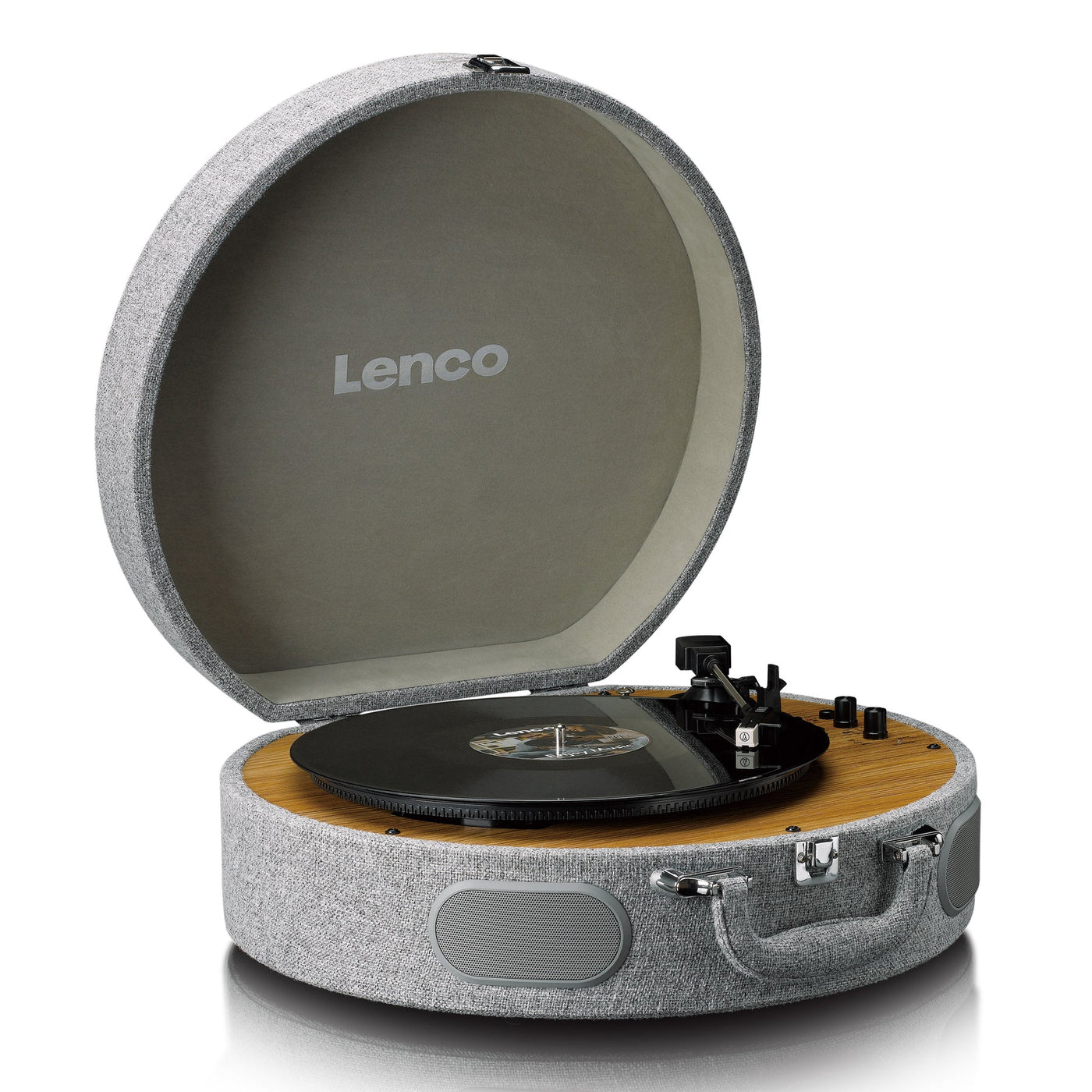 LENCO LS-66GY – Wooden Retro Turntable with Built-In Speakers, Bluetooth®, and AT3600L Cartridge – Grey