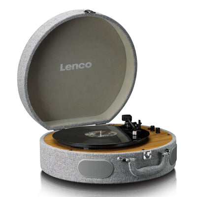 LENCO LS-66GY – Wooden Retro Turntable with Built-In Speakers, Bluetooth®, and AT3600L Cartridge – Grey