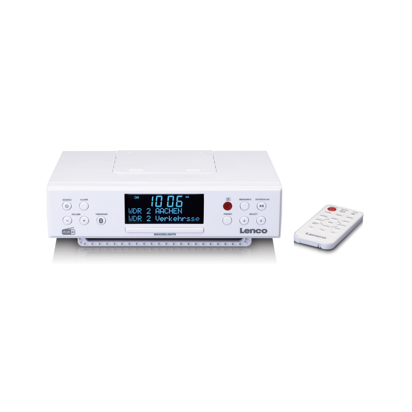 LENCO KCR-190WH - Radio kuchenne DAB+/FM z Bluetooth®, oświetleniem LED i timerem - białe