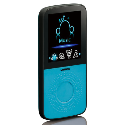 LENCO PODO-153BU - Sportowy odtwarzacz MP3/4 z krokomierzem, sportowymi zatyczkami do uszu i sportową opaską na nadgarstek - niebieski