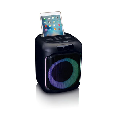 LENCO PA-101BK – Bluetooth® Party Speaker with LED Light Effects – 100W RMS, USB, 14-Hour Battery Life – Black