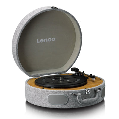 LENCO LS-66GY – Wooden Retro Turntable with Built-In Speakers, Bluetooth®, and AT3600L Cartridge – Grey