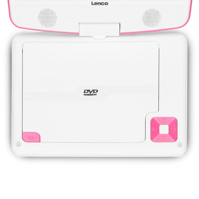 LENCO DVP-910PK - Portable 9" DVD player with USB headphones and mounting bracket - Pink/white