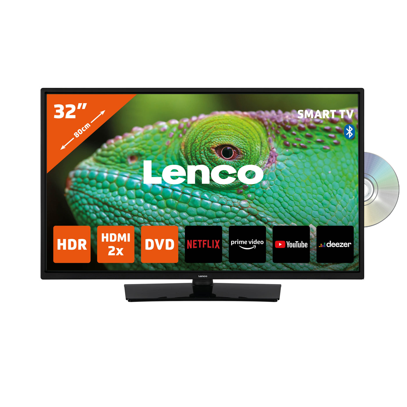LENCO DVL-3273BK - 32" Smart TV with built-in DVD player, black