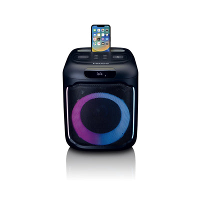 LENCO PA-101BK – Bluetooth® Party Speaker with LED Light Effects – 100W RMS, USB, 14-Hour Battery Life – Black